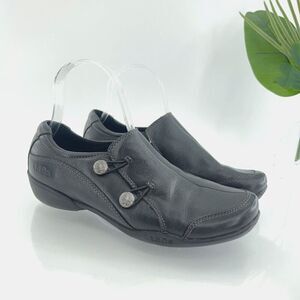 Taos Women Encore Loafer Size 7.5 Black Leather Shoe Work Shootie Comfy Flat